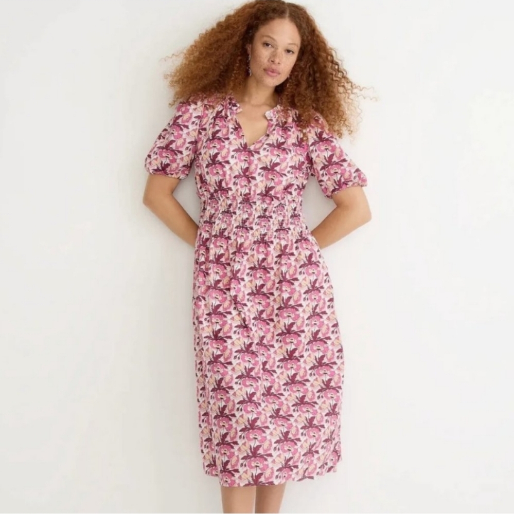 J Crew Smocked-waist dress in Liberty® Butterfield Poppy fabric
